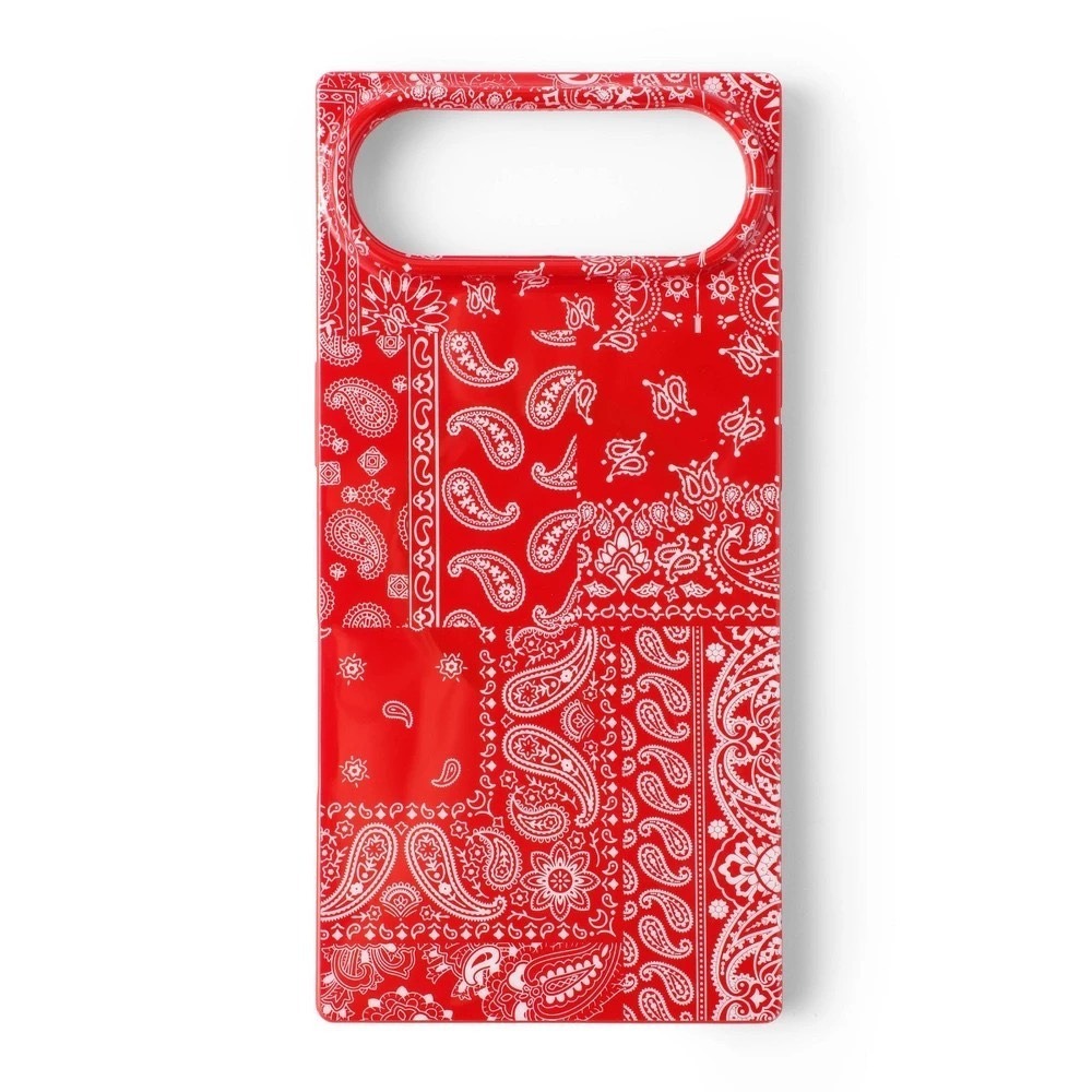 Hello Lux Red Bandana Square Phone Case for iPhone Air Paisley Patchwork Print